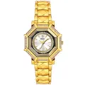 Lujoso reloj de mujer octogonal dorado con diamantes de imitación brillantes y elegante correa. - Caja Dorada Esfera Blanca