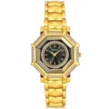Reloj de pulsera de lujo para mujer en oro con bisel octogonal brillante y elegante esfera negra. - Caja Dorada Esfera Negra