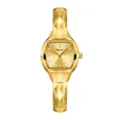 Luxury gold tonneau women watch with vintage small dial and elegant faceted bracelet. - Gold Case Gold Dial