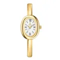 Reloj de pulsera de cuarzo ovalado dorado para mujer vintage minimalista números romanos - Esfera Blanca Dorada