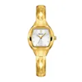 Reloj de mujer de oro de lujo con pulsera facetada, esfera de cojín y marcadores de cristal. - Caja Dorada Esfera Blanca