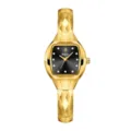 Reloj de cuarzo dorado para mujer de lujo con esfera negra, caja tonneau y correa geométrica. - Caja Dorada Esfera Negra