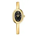 Reloj de pulsera ovalado dorado de lujo para mujer, reloj de cuarzo vintage elegante con esfera negra. - Esfera Negra Dorada