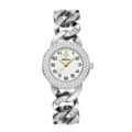 Reloj de mujer pedrería cadena plateada, reloj cuarzo bisel diamante brillante. - Caja Plateada Esfera Blanca