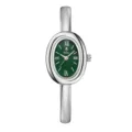 Yalalusi women's watch luxury elegant oval green dial silver bangle quartz wristwatch - Silver Green Dial
