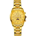 Reloj de hombre dorado de lujo con números romanos, esfera multifunción de cronógrafo fecha. - Caja Dorada Esfera Dorada