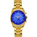 Reloj de hombre de lujo en oro con esfera azul números romanos cronógrafo de cuarzo - Caja de Oro Esfera Azul