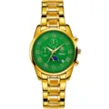 Luxus goldene Herrenuhr mit grünem Zifferblatt römischen Ziffern Chronograph Armbanduhr - Goldenes Gehäuse Grünes Zifferblatt