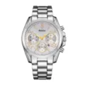 Yalalusi montre femme mode bracelet acier inoxydable luxe chronographe montre quartz - Boîtier argenté - cadran noir (homme)