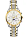Luxus Herrenuhr in Gold und Silber zweifarbig mit Römischen Ziffern und Multifunktionszifferblättern. - Bicolor Weißes Zifferblatt