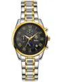 Luxuriöse Gold- und Silber-Herrenuhr mit schwarzem römischem Zifferblatt und Stahlarmband. - Bicolor Schwarzes Zifferblatt