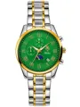 Luxus Herrenuhr zweifarbig mit grünem Zifferblatt römischen Ziffern und Edelstahlarmband. - Bicolor Grünes Zifferblatt