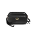 Women black crossbody bag multi zipper shoulder bag lightweight casual daily commuter handbag - Black