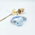 Blue and white plaid pet collar with cute fish pendant detail, soft fabric, secure buckle. - 1.0 (19-32) cm / Blue