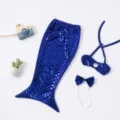 Divertido conjunto de disfraz de sirena para mascotas con cola de pescado azul brillante. - S / Sirena Azul