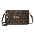 Brown multi-layer crossbody bag for women, stylish shoulder bag with monogram print. - Large Abstract Print