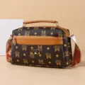 Brown vintage monogram crossbody shoulder bag for women with top handle and multi compartments - Letter M