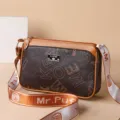 Women's stylish crossbody shoulder bag with multi-compartment design and trendy monogram print. - Letter Print