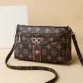Retro monogram women crossbody shoulder bag stylish fashion daily casual mini messenger bag. - Brown-2