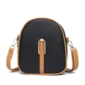 Stylish women vertical crossbody phone bag black PU leather small shoulder purse - Black
