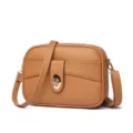 Brown crossbody bag, minimalist small square bag, stylish messenger bag for women. - Earthy Yellow