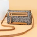 Retro monogram crossbody bag, stylish women shoulder handbag with leather trim and zipper. - CLN Letters