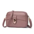 Minimalist solid color crossbody bag, chic small square shoulder bag for women, dusty pink. - Oak Red