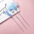 Blue feather cat teaser toy variant with bells and beads for playful kittens and pets. - Blue Enchantress 3-Piece Set