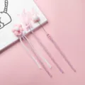 Interactive cat teaser stick toy with feathers, fluffy balls and bells for playful kittens. - Barbie Pink 3-Piece Set