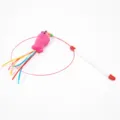 Jouet canne pour chat avec pendentif poisson rose et rubans colorés, idéal pour chatons. - Fil d'Acier Poisson