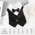 Formal dog cat suit with tuxedo vest and bowtie, perfect pet apparel for wedding party. - XS / Black