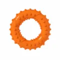 Orange pet chew toy, TPR teething ring with textured bumps, durable dog supply for interactive play. - Single / Orange