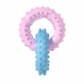 Pet chew toy dual ring molar teeth cleaning interactive toy for dogs in blue and pink - Blue + Pink