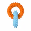 TPR pet chew toy dual ring molar dog toy interactive colorful teeth cleaning toy set - Blue + Orange