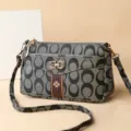 Women Crossbody Shoulder Bag Vintage Monogram Pattern Chic Messenger Bag with Adjustable Strap - Brown 8