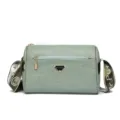 Women Green Crocodile Pattern Shoulder Crossbody Bag Multi Zipper Pocket Variant Style - Smoke Green