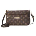 Classic brown monogram crossbody bag with multi-layer zipper and adjustable strap for women. - Monogram Print