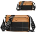Stylish two-tone PU leather crossbody shoulder bag for women, large capacity casual daily use. - Black