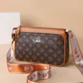 Women crossbody bag casual brown monogram shoulder bag multi compartment daily purse - Monogram Print