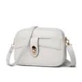 Minimalist white crossbody bag for women, stylish PU leather shoulder messenger bag daily use. - White
