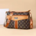 Brown Monogram Shoulder Bag Fashion Crossbody Bag PU Leather Daily Handbag for Women - Monogram Print