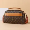 Fashion vintage monogram women crossbody shoulder bag with top handle and stylish webbing strap. - Monogram Print