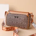 Women stylish cross-body shoulder bag with multi-compartment large capacity versatile brown - CLN