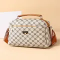Fashion printed large capacity women's shoulder crossbody bag with top handle and strap. - White Letters