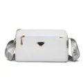 Sac à bandoulière blanc motif crocodile pour femmes, sac stylé avec large sangle. - Blanc