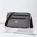 Sac bandoulière en toile grise pour femme, sac fourre-tout décontracté grande capacité. - Noir
