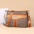Stylish women brown crossbody shoulder bag with multi-pocket and comfortable wide strap. - LCN Letters