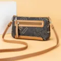 Vintage women shoulder bag with retro letter print and contrast color trim for daily fashion wear. - Letter Print