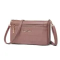 Elegante borsa a tracolla da donna con motivo coccodrillo, zip multiple e grazioso fiocco. - Rosso Quercia