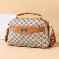 Vintage retro women handbag shoulder crossbody bag stylish PU leather top handle square bag - White Letters